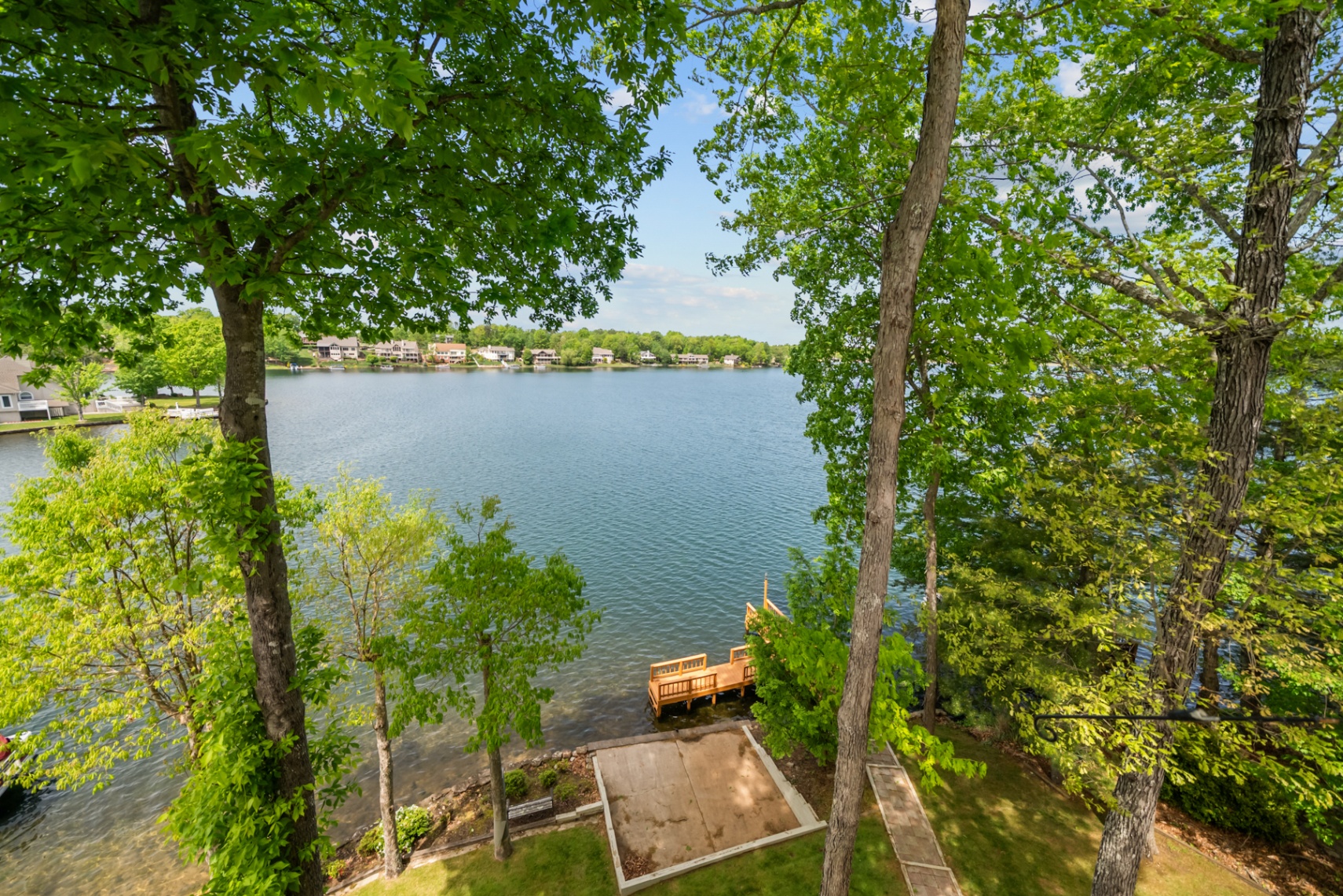 Lake view from the deck through the trees