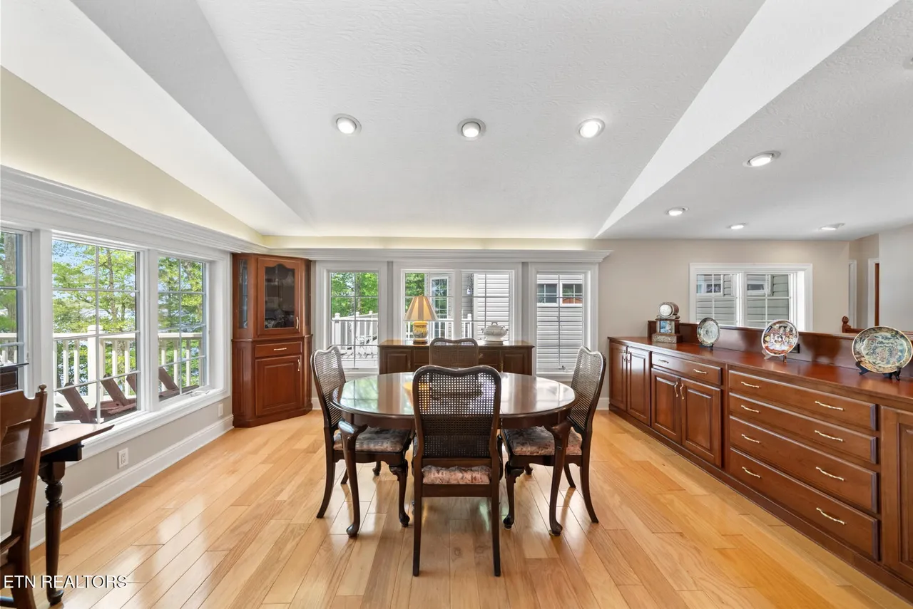 Formal dining with cherry built-in and detailed molding